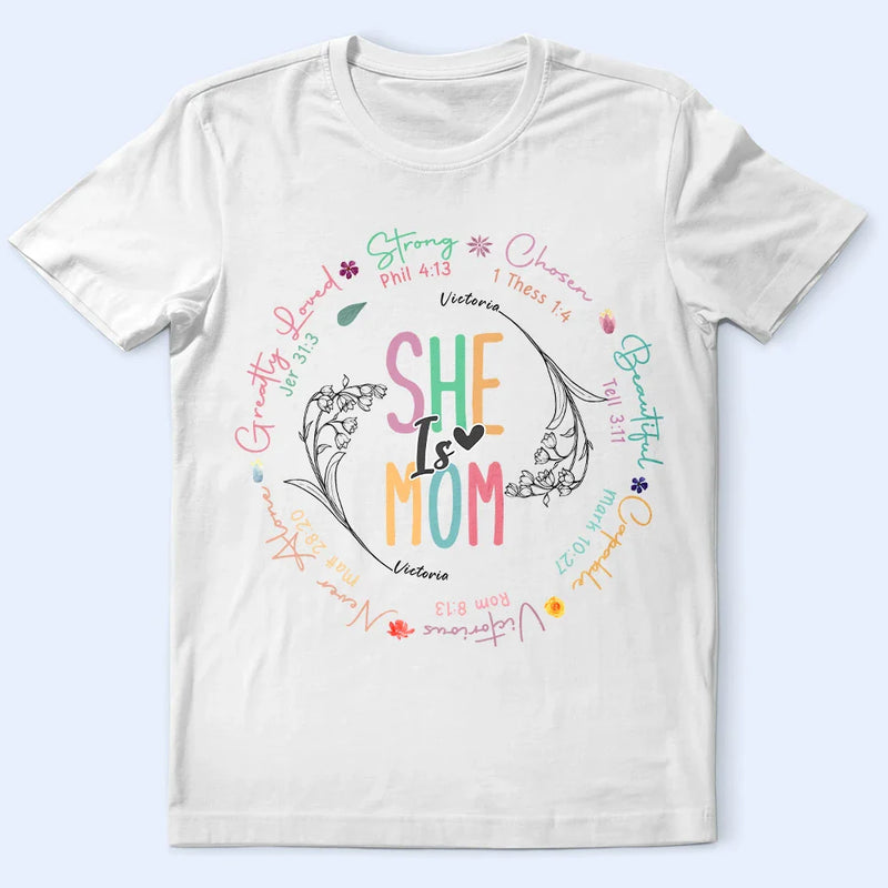 Gift For Mother, Love - She Is Mom Strong Chosen Beautiful Capable Victorious - Personalized T Shirt
