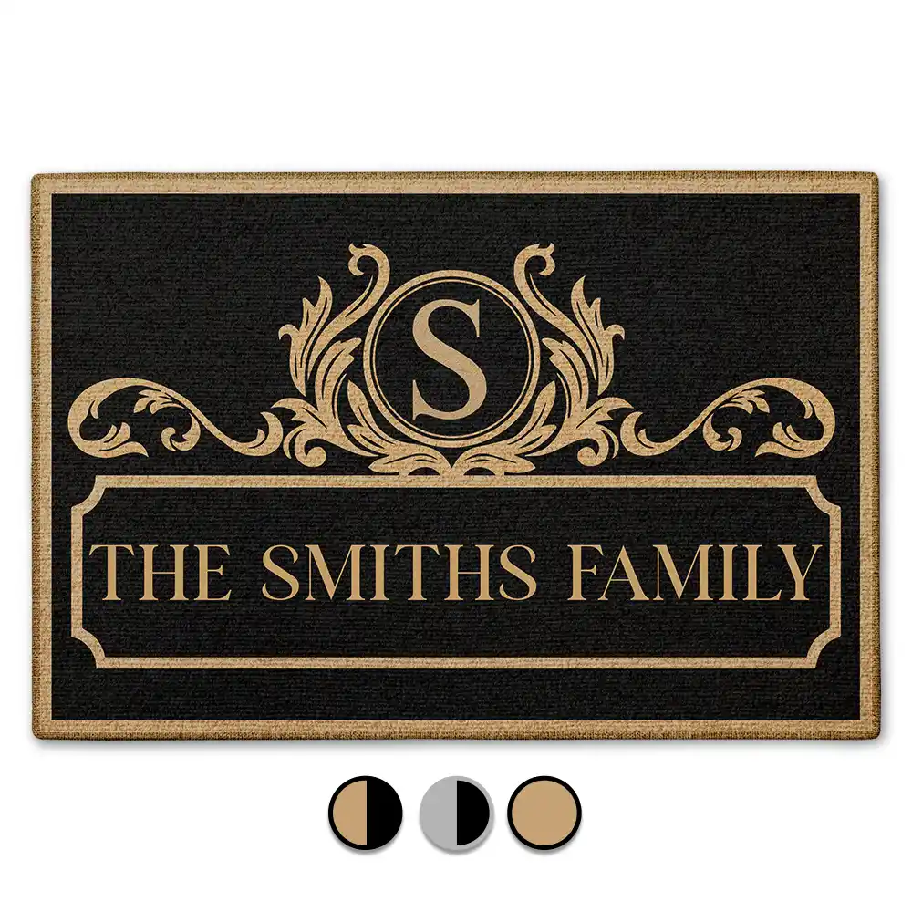 Family,Happy - Simple Monogram Family Name - Personalized Doormat