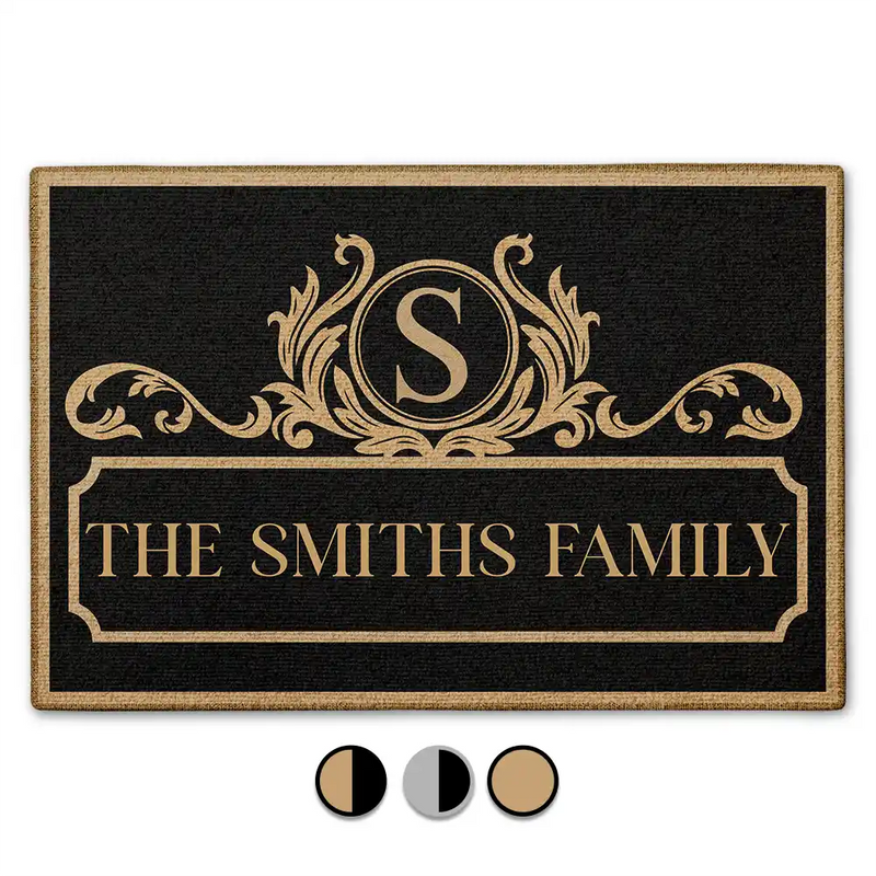 Family,Happy - Simple Monogram Family Name - Personalized Doormat
