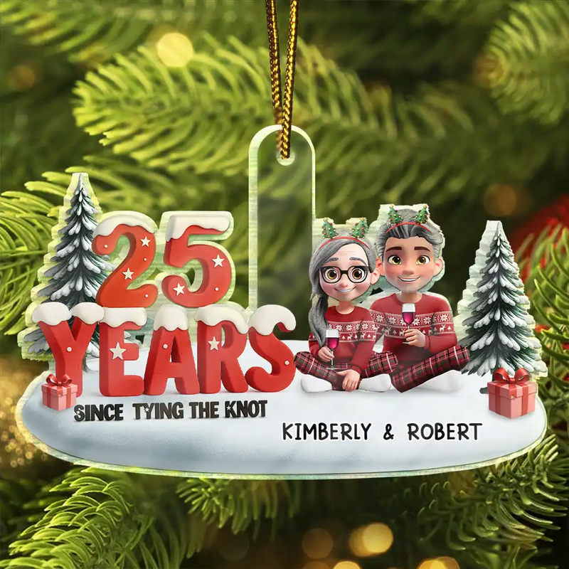 Gift For Couples,Gift For Husband,Gift For Wife,Christmas,Wedding,Love - Since Tying The Knot - Personalized Custom Shaped Acrylic Ornament