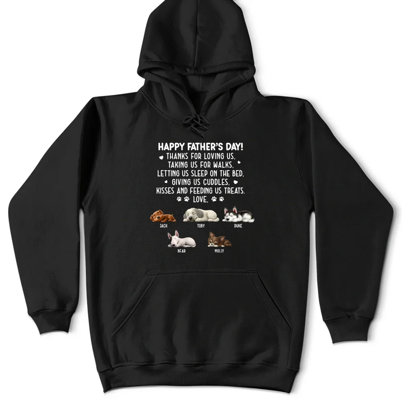 Pet Lovers,Pet Dad,Dog Lovers,Dog Dad,Happy,Gift For Father - Sleeping Dog Thanks For Loving Me - Personalized T Shirt