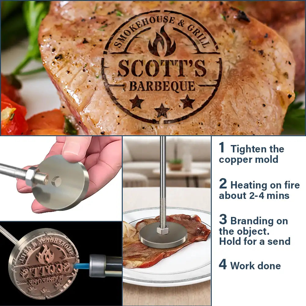 Happy, Gift For Yourself, Gift For Women, Gift For Men, Grilling - Smoke House And Grill - Personalized Grilling Branding Stamp