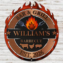 Gift For Yourself,Grilling,Custom Text,Happy - Smoke House And Grill Barbecue - Personalized Custom Shaped Metal Sign