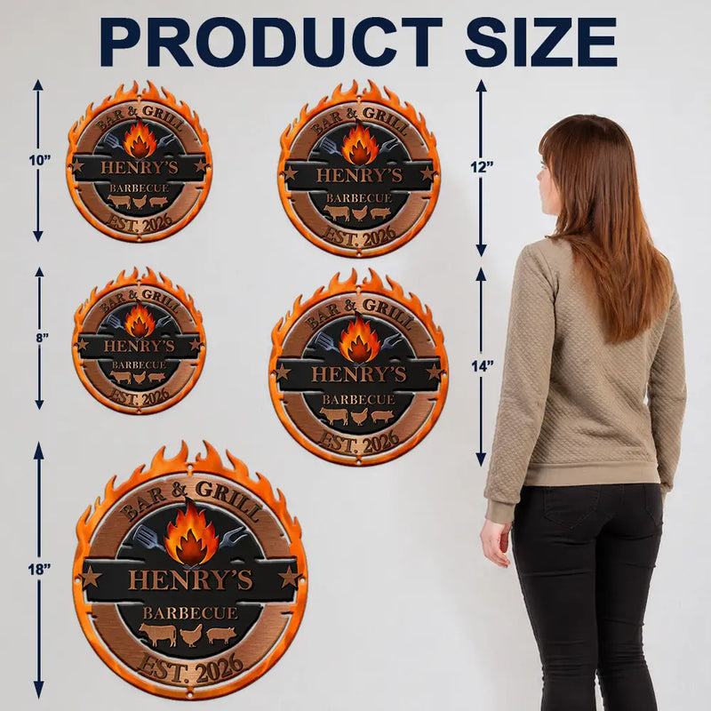 Gift For Yourself,Grilling,Custom Text,Happy - Smoke House And Grill Barbecue - Personalized Custom Shaped Metal Sign