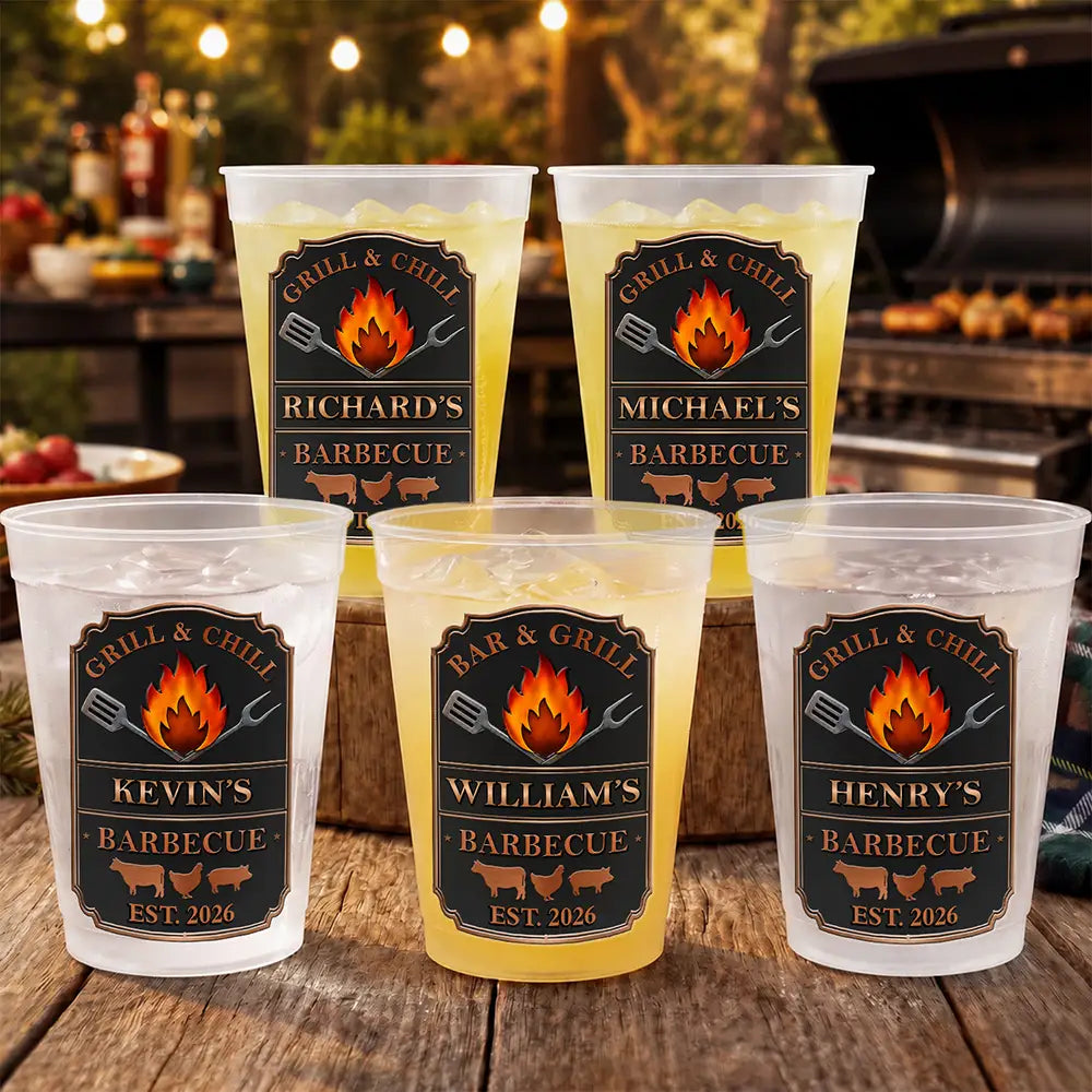 Smoke House And Grill Barbecue - Personalized Frosted Cups