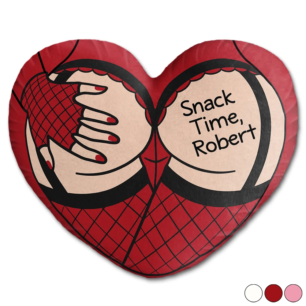 Snack Time Husband Hot Wife Spicy Couple - Personalized Heart Shaped Pillow