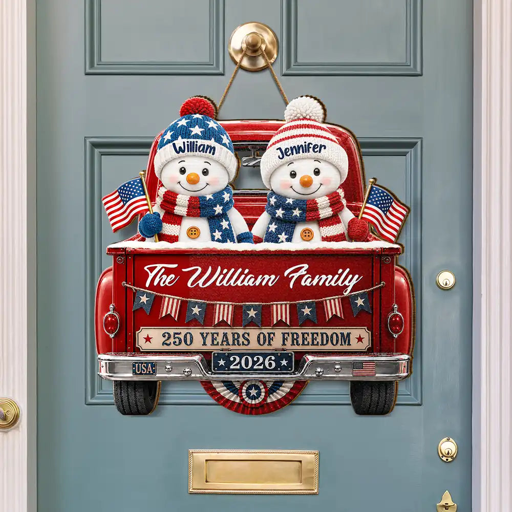 Independence Day, America 250th, Christmas, Proud, Family, Icon - Snowman 250 Years Of Freedom - Personalized Custom Shaped Wood Sign