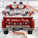 Independence Day, America 250th, Christmas, Proud, Family, Icon - Snowman 250 Years Of Freedom - Personalized Custom Shaped Wood Sign