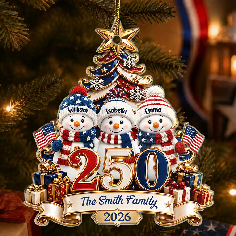 Snowman 250 Years Of Freedom America Anniversary - Personalized Custom Shaped Acrylic Ornament