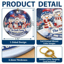 Independence Day,America 250th,Christmas,Proud,Family,Icon - Snowman 250 Years Of Freedom Anniversary - Personalized Circle Ceramic Ornament