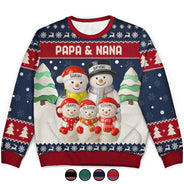 Gift For Grandparents,Happy,Christmas - Snowman Grandparents Ceramic Effect - Personalized Unisex Ugly Sweater