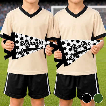 Soccer Player With Name & Number - Personalized Pennant