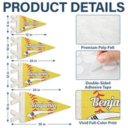 Confident,Back To School,Softball,Gift For Kids,Custom Text - Softball Player With Name & Number - Personalized Pennant