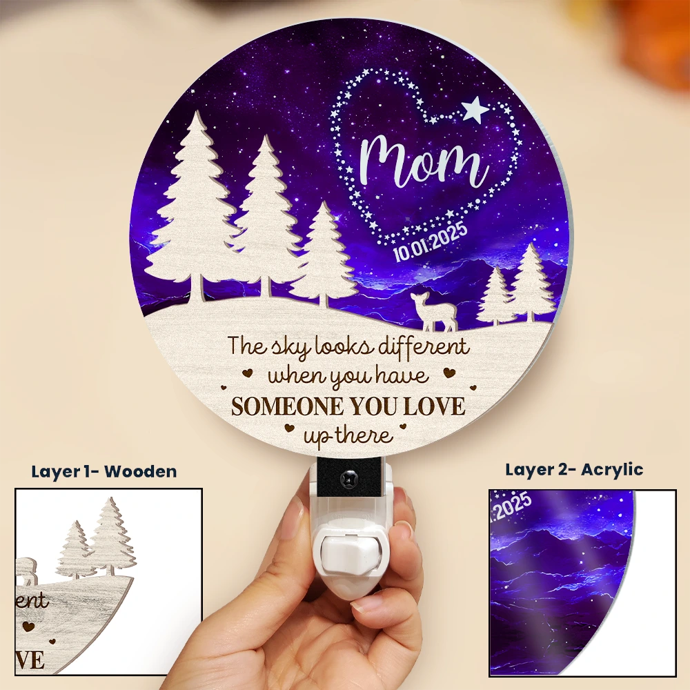 Gift For Yourself,Memorial,Family,Pet Lovers,Dog Lovers,Cat Lovers,Sad,Christmas - Someone You Love Up There - Personalized Plug-in Night Light