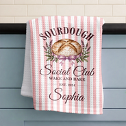 New House,Baking,Gift For Yourself,Gift For Women,Custom Text,Happy - Sourdough Social Club Wake And Bake - Personalized Kitchen Towel