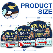 Gift For Couples, Gift For Husband, Gift For Wife, Gift For Boyfriend, Gift For Girlfriend, Poolside, Happy, Summer - Splish Splash Find Us - Personalized Custom Shaped Wood Sign