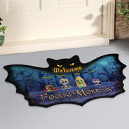 Halloween, Pet Couple, Funny - Spooky Wings Welcome Foolish Mortals - Personalized Custom Shaped Doormat