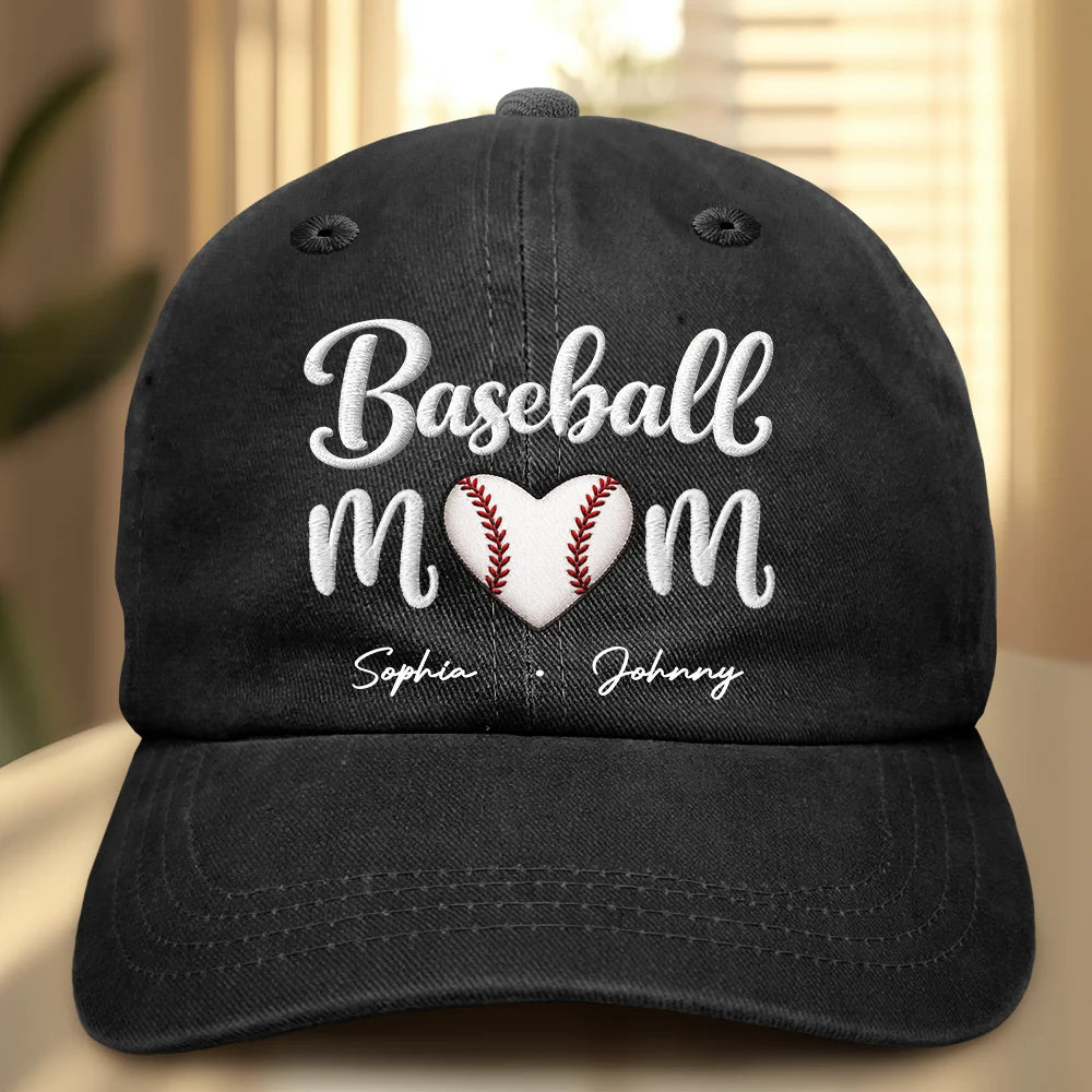 Sport Mom Embroidery Style - Personalized Vintage Washed Denim Cap