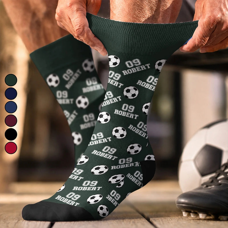 Football (Soccer), Gift For Yourself, Confident, Icon - Sports Pattern Soccer Baseball Volleyball Basketball - Personalized Crew Socks