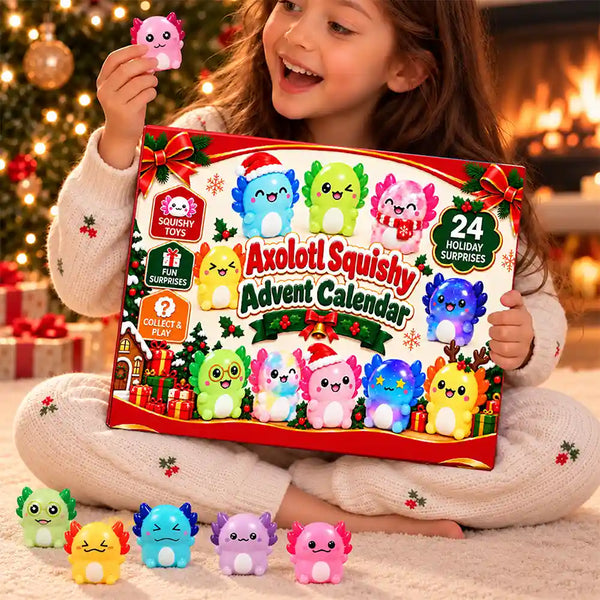 Adorable,Christmas,Gift For Kids,No Custom - Squishy Axolotl Gift For Kids - Personalized Festive Christmas Countdown Advent Calendar