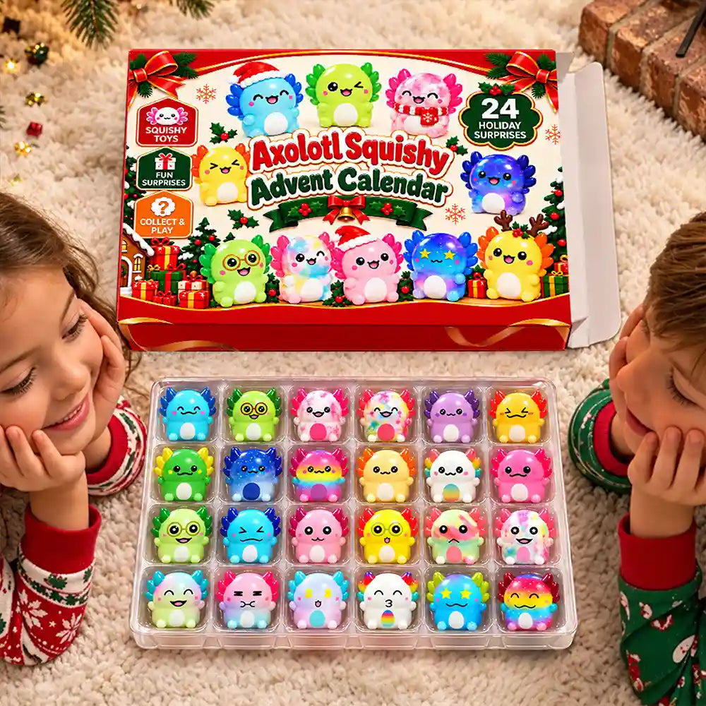 Adorable,Christmas,Gift For Kids,No Custom - Squishy Axolotl Gift For Kids - Personalized Festive Christmas Countdown Advent Calendar