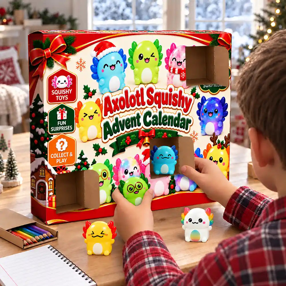 Adorable,Christmas,Gift For Kids,No Custom - Squishy Axolotl Gift For Kids - Personalized Festive Christmas Countdown Advent Calendar