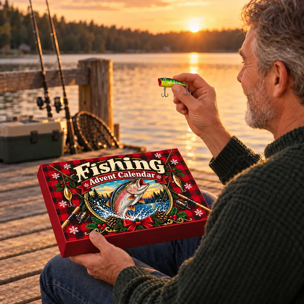 Adorable, Christmas, Gift For Couples, Gift For Him, Gift For Husband, No Custom - Squishy Fishing Gift For Husband And Son, Daughter - Personalized Christmas Countdown Advent Calendar