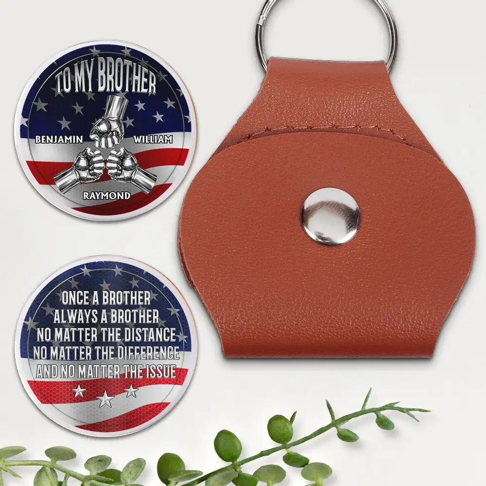 Gift For Brothers, Happy - Star & Stripes Once A Brother Always A Brother - Personalized Leather Pocket Hug