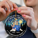 Christmas, Gift For Bestie, Happy - Starry Night Friends Turn Into Family - Personalized Circle Glass Ornament