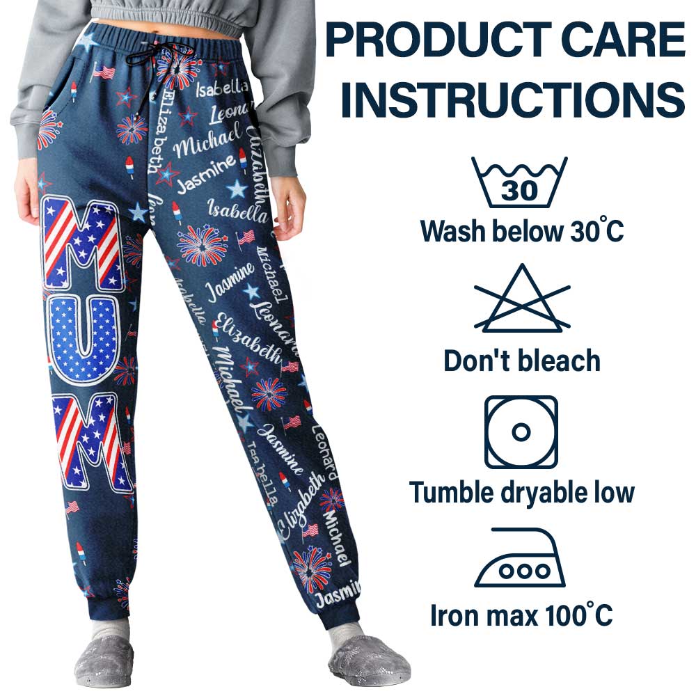 Independence Day,Gift For Grandpa,Gift For Grandma,Gift For Father,Gift For Mother,Proud - Stars & Stripes Grandpa Grandma Kid Name - Personalized Pajama Pants