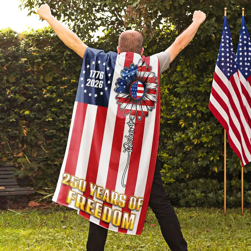 America 250th,Independence Day,Gift For Yourself,Proud,Custom Text - Stars And Stripes 1776 2026 America Freedom - Personalized Costume Cape