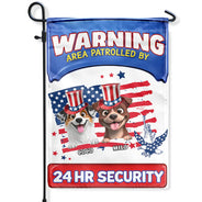 Independence Day,America 250th,Dog Lovers,Dog Mom,Dog Dad,Family,Happy,Cat Lovers,Cat Mom,Cat Dad,Pet Lovers,Pet Mom,Pet Dad - Stars And Stripes Area Patrolled By - Personalized Flag