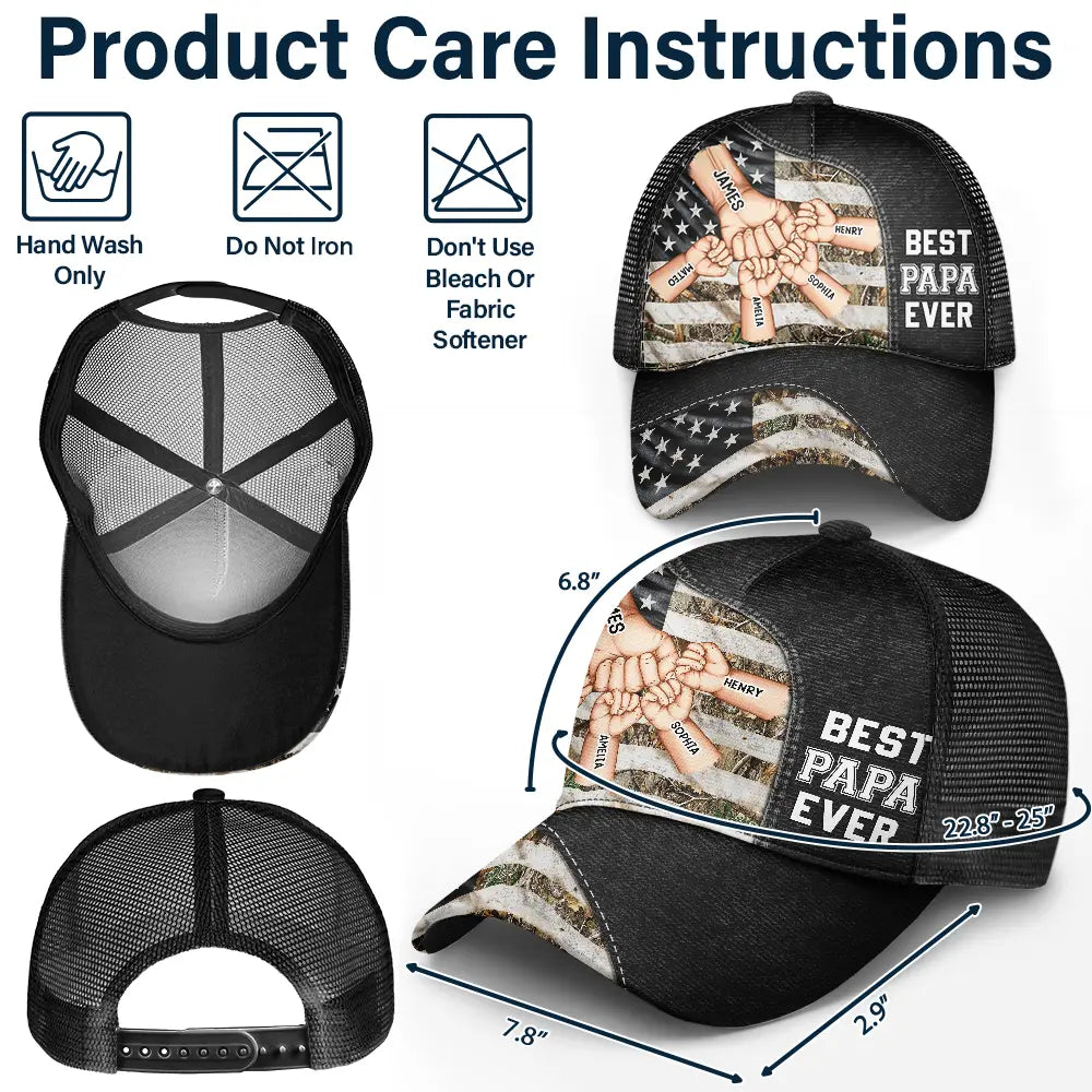 Gift For Father,Gift For Grandpa - Stars And Stripes Best Dad Grandpa Ever Fist Bump - Personalized Mesh-back Casual Cap
