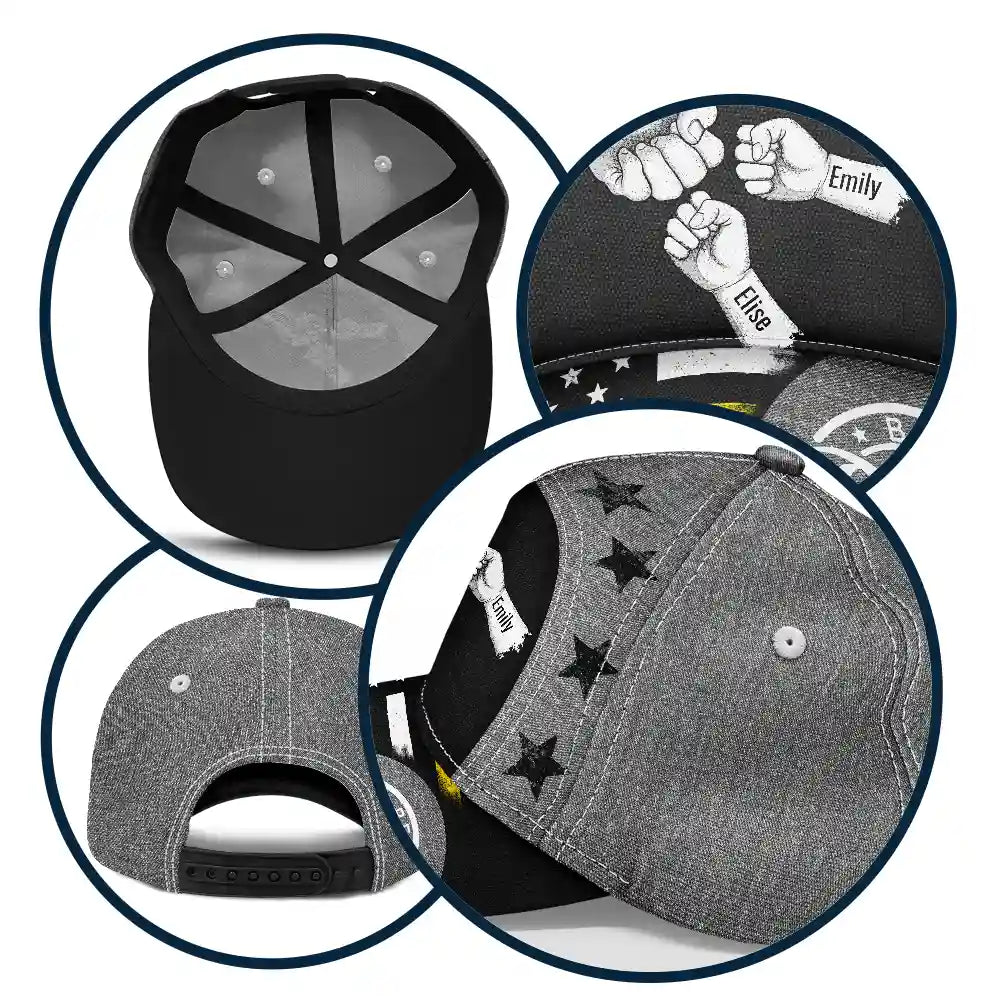 Gift For Father,Gift For Grandpa - Stars And Stripes Dad Kid Hand Grunge - Personalized Classic Cap