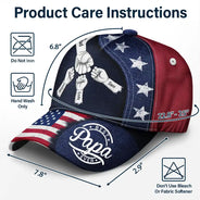 Gift For Father,Gift For Grandpa - Stars And Stripes Dad Kid Hand Grunge - Personalized Classic Cap