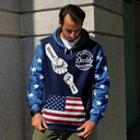 Gift For Father,Gift For Grandpa,Happy - Stars And Stripes Dad Kid Hand Grunge - Personalized Pullover Hoodie