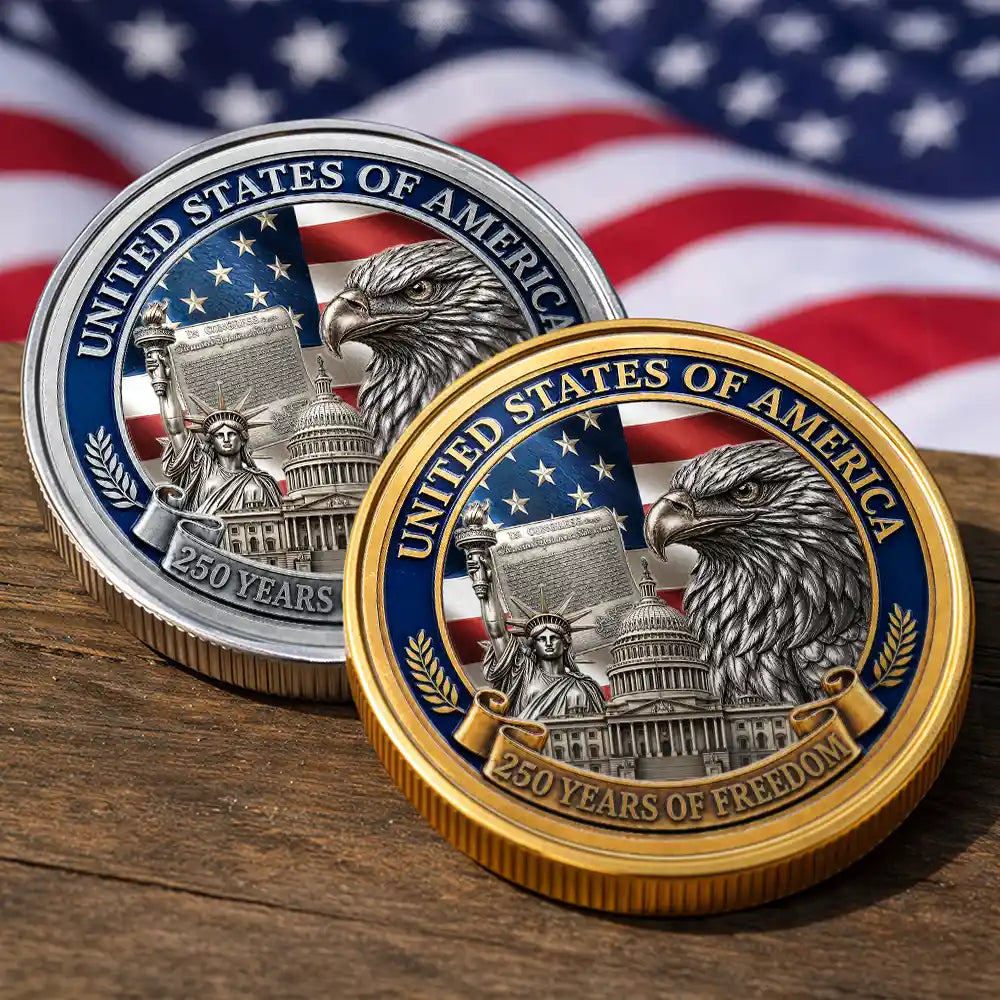 America 250th,Independence Day,No Custom,Gift For Yourself,Proud - Stars And Stripes Eagle America 250th Anniversary - Commemorative Keepsake Coin