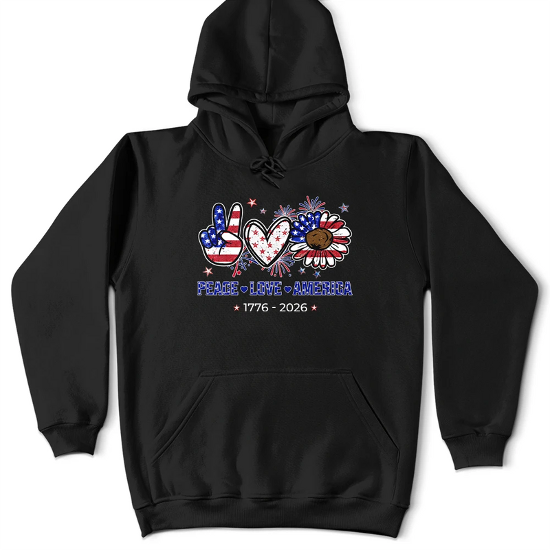 Independence Day, America 250th, Gift For Yourself, Gift For Men, Gift For Women, Happy, No Custom - Stars And Stripes Faux Peace Love America - T Shirt