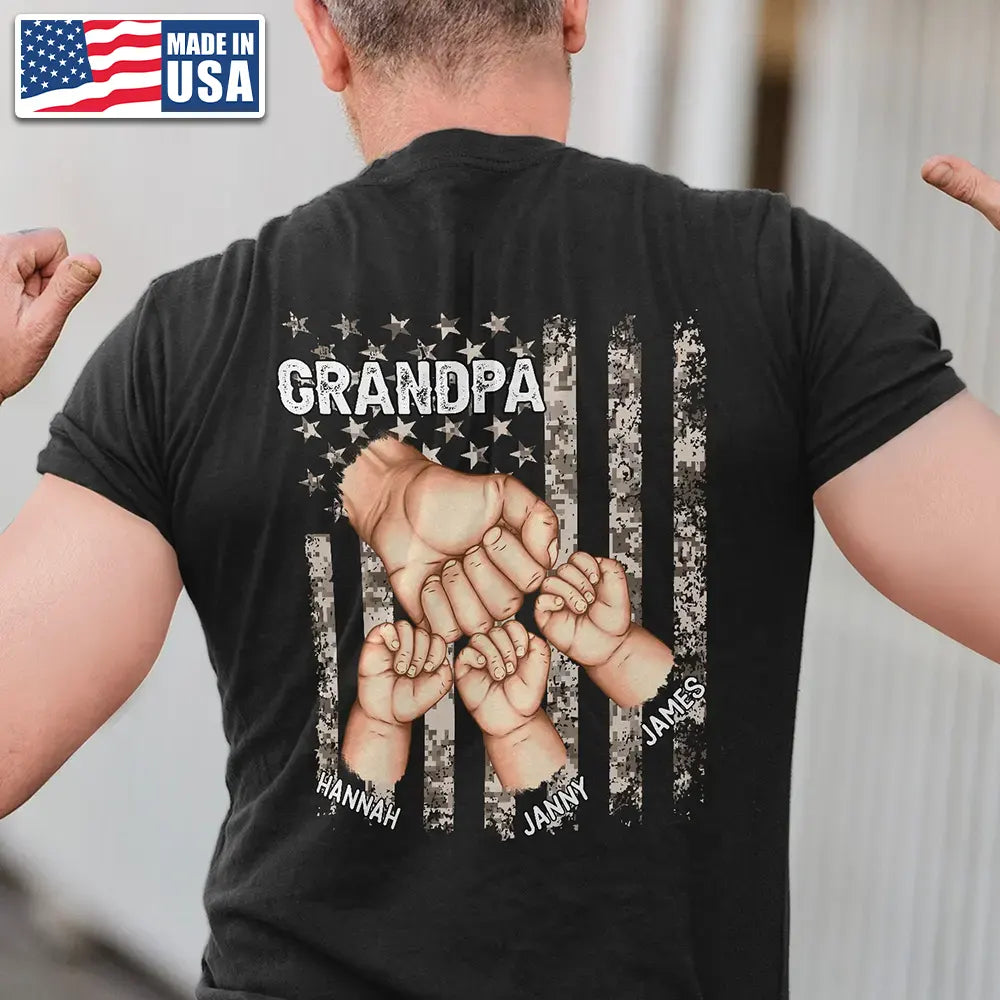 Stars And Stripes Grandpa Is Like Dad Without Rules Fist Bump With Kids - Personalized T Shirt