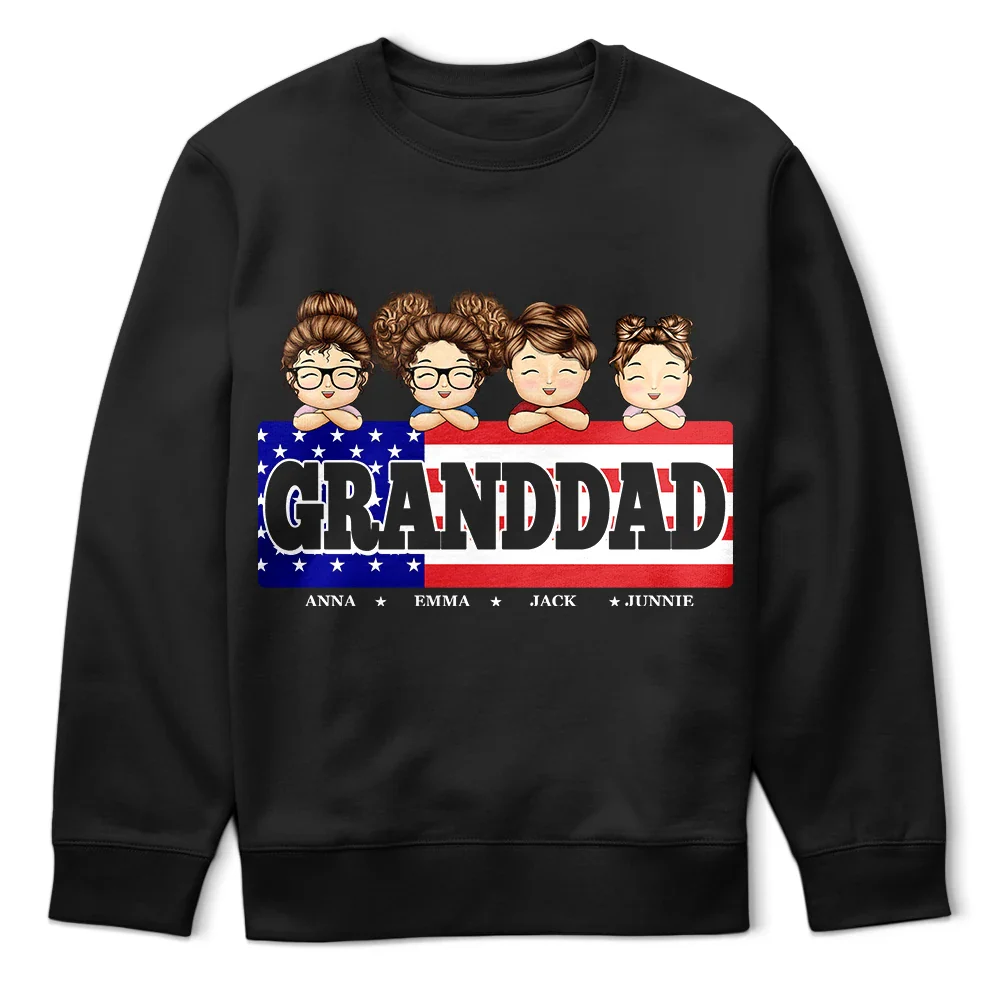 Gift For Father, Gift For Grandpa, Happy - Stars And Stripes Title Box Dad Grandpa Papa - Personalized T Shirt
