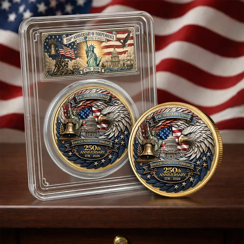 Stars And Stripes USA Eagle 250th - Personalized Commemorative Keepsake Coin