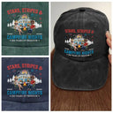 Gift For Couples,Gift For Husband,Gift For Wife,Gift For Boyfriend,Gift For Girlfriend,Gift For Bestie,Gift For Sibling,Gift For Sisters,Gift For Brothers,Camping,Independence Day,Happy - Stars Stripes & Campfire Nights - Personalized Vintage Washed Denim Cap