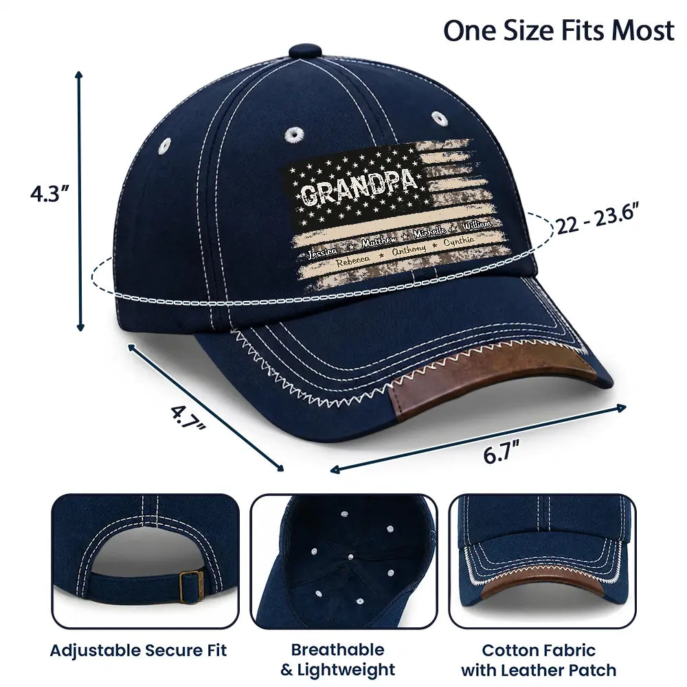 Gift For Father, Independence Day, Proud, Icon - Stars & Stripes American Dad Grandpa - Personalized Vintage Baseball Cap