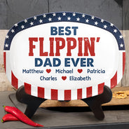 Gift For Father,Independence Day,Top Market,Proud,Custom Text - Stars & Stripes Best Flippin' Dad Ever - Personalized Plate