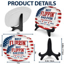 Gift For Father,Independence Day,Top Market,Proud,Custom Text - Stars & Stripes Best Flippin' Dad Ever - Personalized Plate