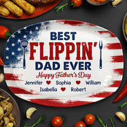 Gift For Father,Independence Day,Top Market,Proud,Custom Text - Stars & Stripes Best Flippin' Dad Ever - Personalized Plate