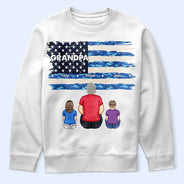 Gift For Father, Gift For Grandpa, Grandpa - Grandkids, Happy - Stars & Stripes Dad Grandpa Names - Personalized T Shirt