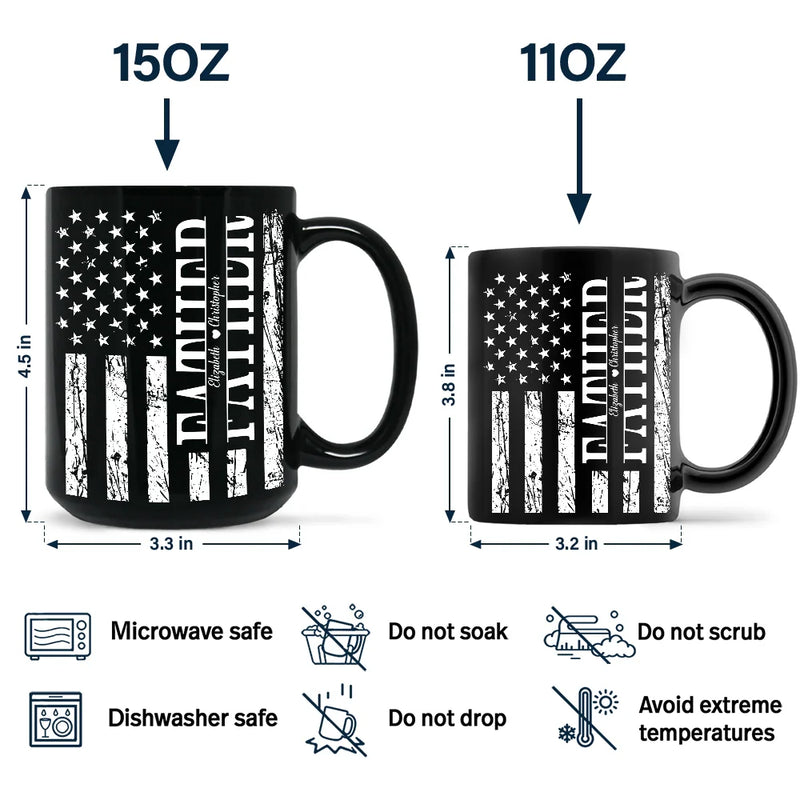 Gift For Father,Dad,Children - Stars & Stripes Dad Grandpa We Love You - Personalized Black Mug