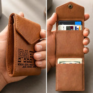 Gift For Father, Independence Day, Proud, Custom Text - Stars & Stripes Dad Papa - Personalized Leather Slim Wallet