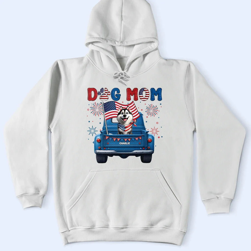 Pet Lovers,Pet Mom,Pet Dad,Dog Lovers,Dog Mom,Dog Dad,Happy - Stars & Stripes Dog Mom Dog Dad - Personalized T Shirt